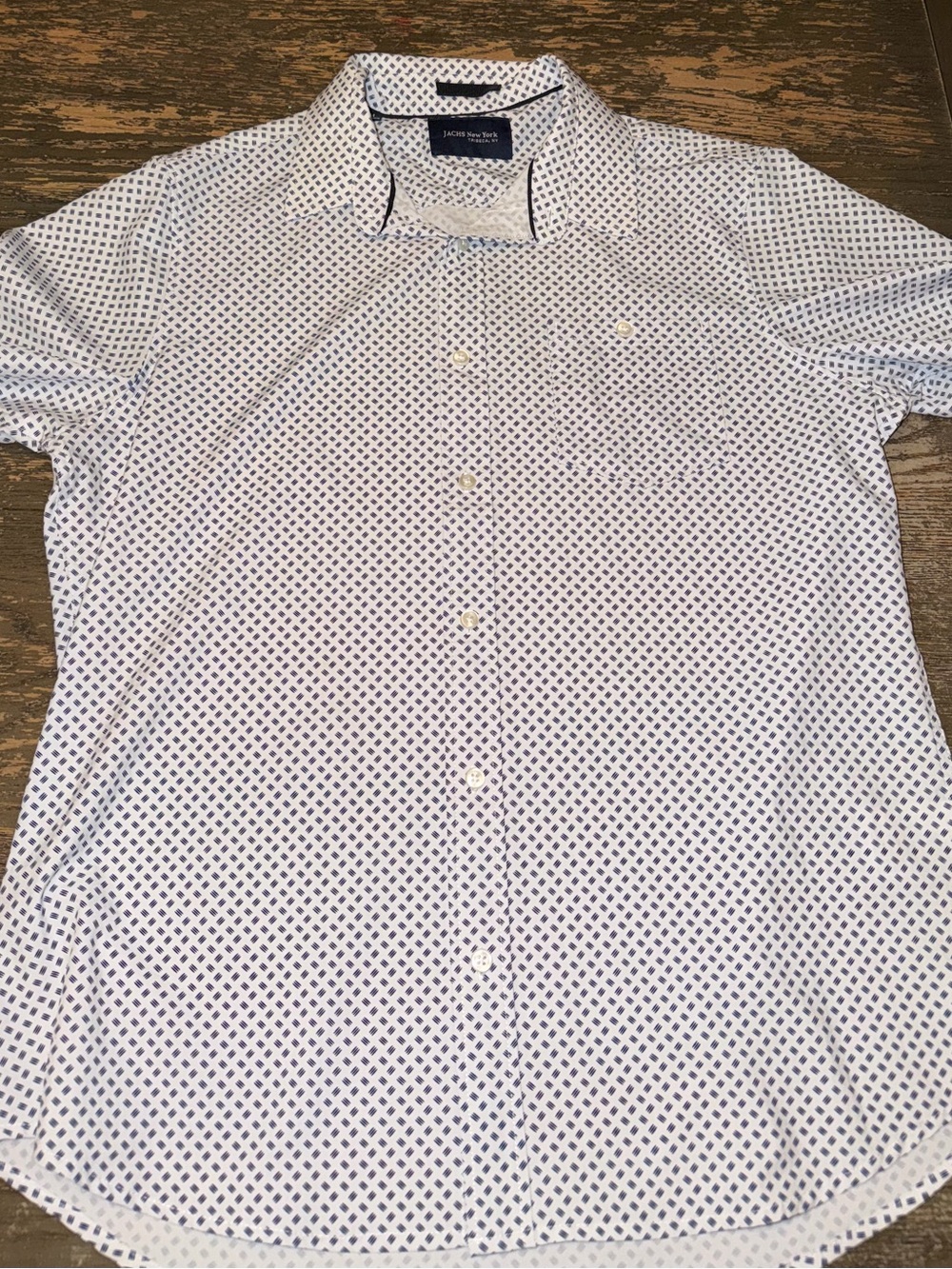 Jachs New York Men's Medium Short Sleeve Geometric Micro Dot Button Down Shirt